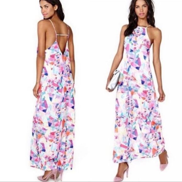 Nasty Gal Crystal Matrix Abstract Print Maxi Dress - Picture 2 of 5